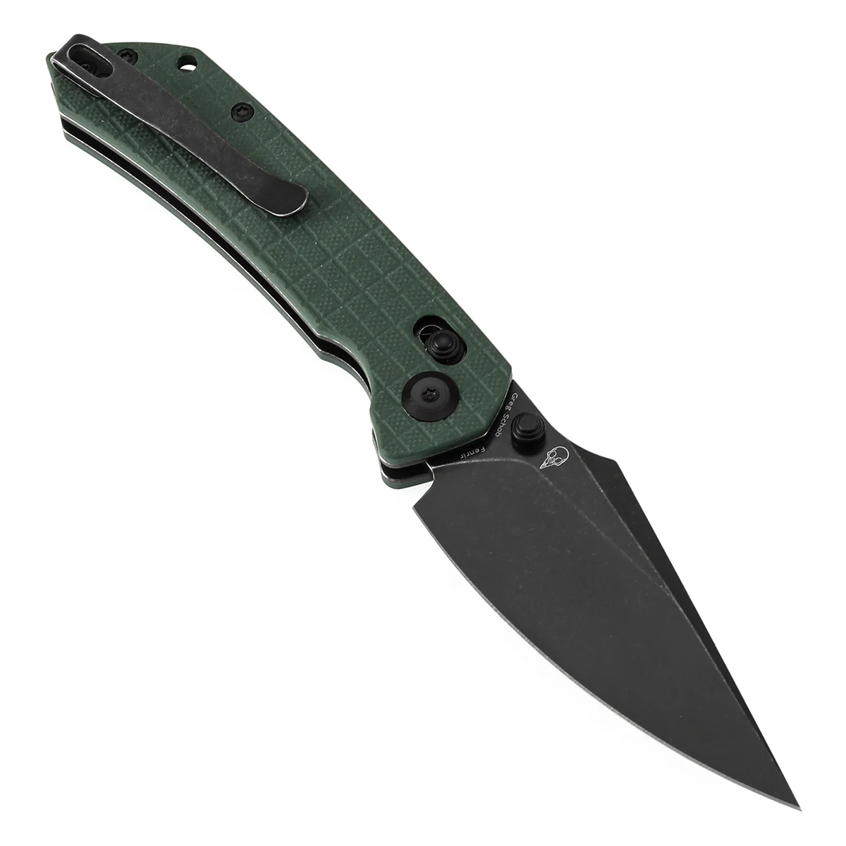 Tenable Fenrir Cross Bar Lock Folding Knife| Green G10 with Frag Pattern | 3.48" Blackwashed Nitro-V Blade | Sparrow Knife Design | T1034V12 - Image 3
