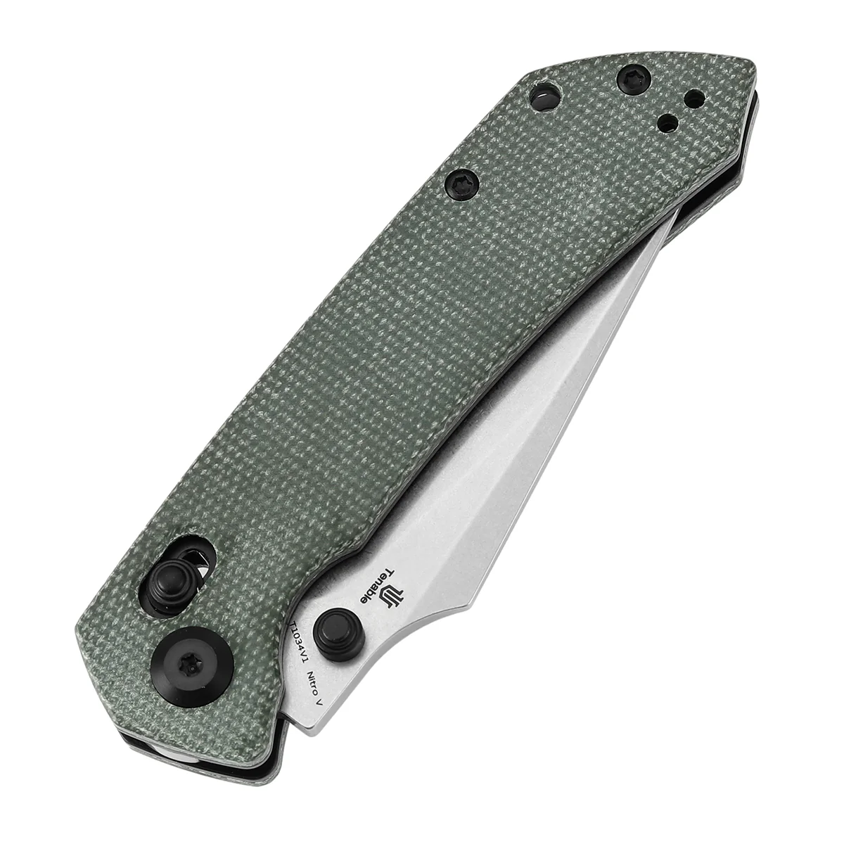 Tenable Fenrir Cross Bar Lock Folding Knife| Green Micarta | 3.48" Stonewashed Nitro-V Blade | Sparrow Knife Design | T1034V1 - Image 6