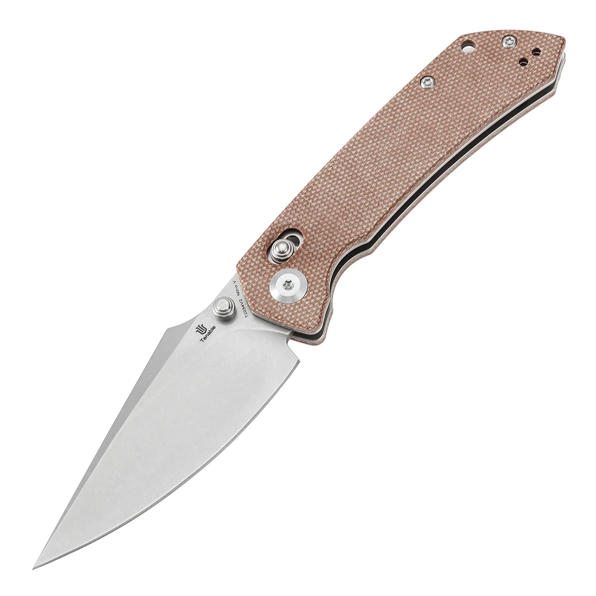 Tenable Fenrir Cross Bar Lock Folding Knife| Brown Micarta | 3.48" Stonewashed Nito-V Blade | Sparrow Knife Design T1034V2 - Image 2