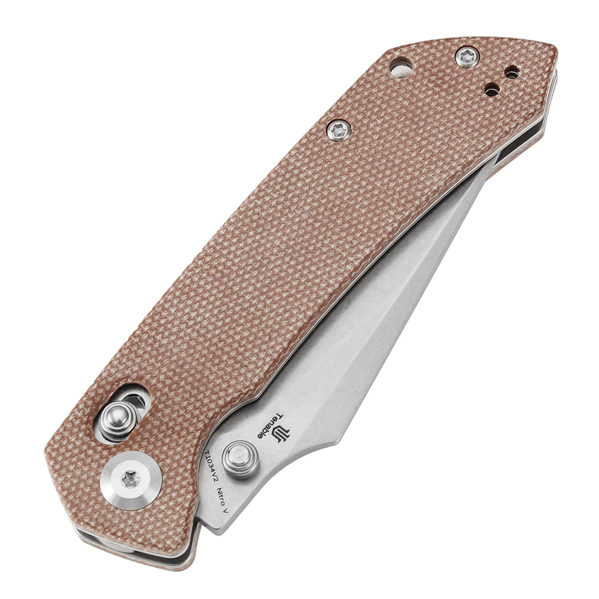 Tenable Fenrir Cross Bar Lock Folding Knife| Brown Micarta | 3.48" Stonewashed Nito-V Blade | Sparrow Knife Design T1034V2 - Image 6