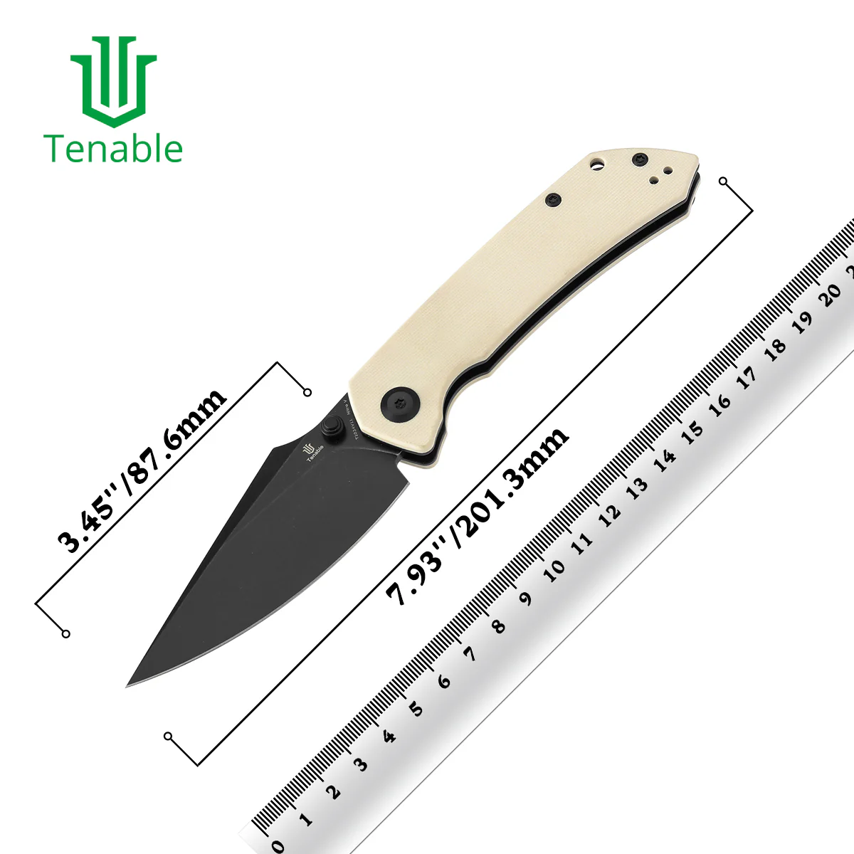 Tenable Fenrir Cross Bar Lock Folding Knife| Ivory White G10 | 3.48" Blackwashed Nitro-V Blade | Sparrow Knife Design | T1034V11 - Image 10