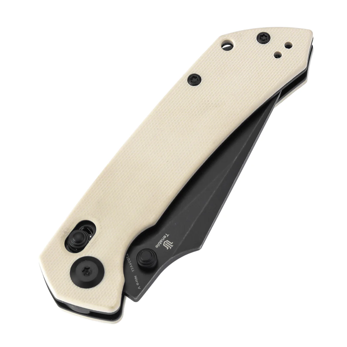 Tenable Fenrir Cross Bar Lock Folding Knife| Ivory White G10 | 3.48" Blackwashed Nitro-V Blade | Sparrow Knife Design | T1034V11 - Image 6