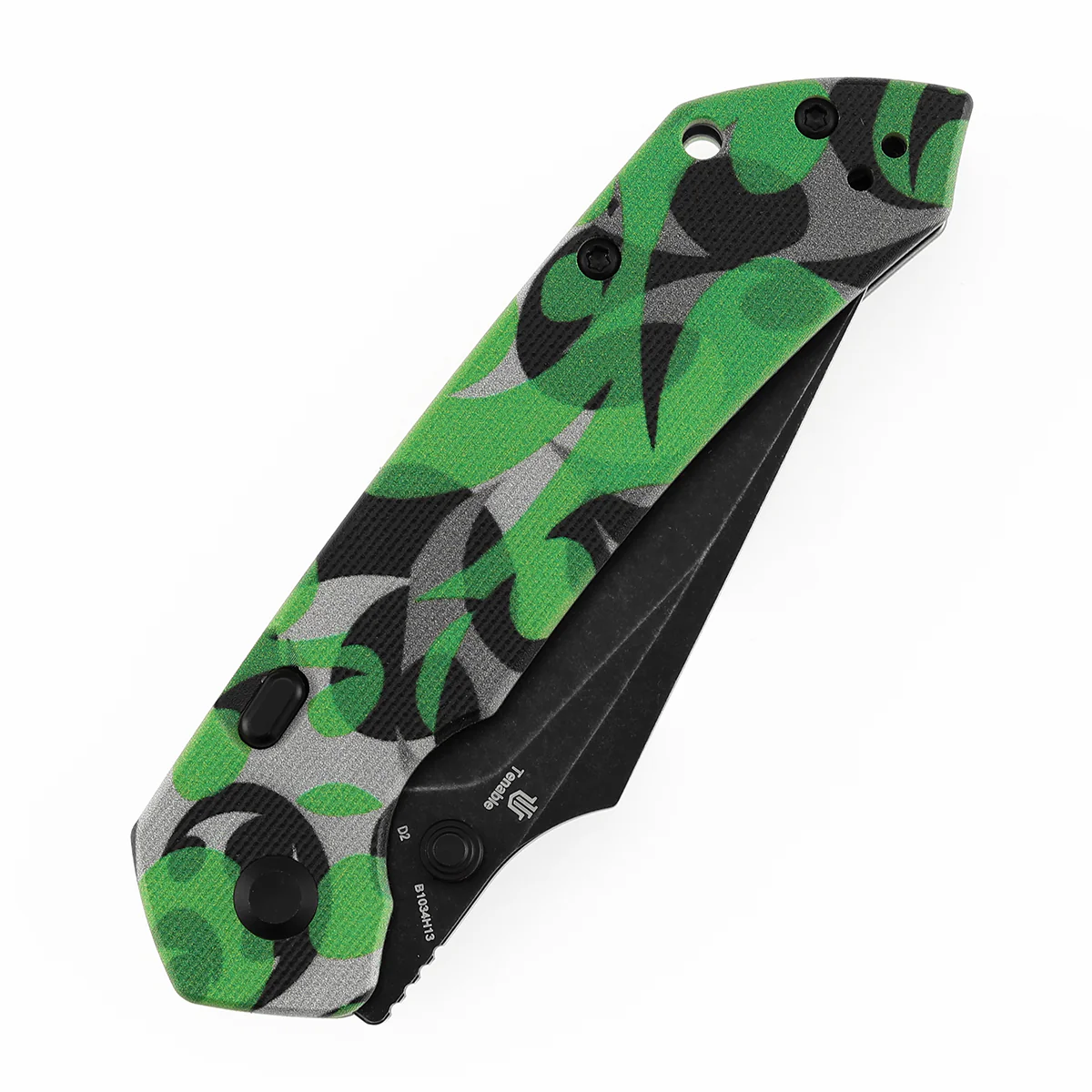 Tenable Fenrir Top Liner Lock Folding Knife| 3.4“ Blackwash D2 Blade | Jade G10 with Green Camouflage Pattern Handle | Sparrow Knife Design | B1034H13 - Image 6