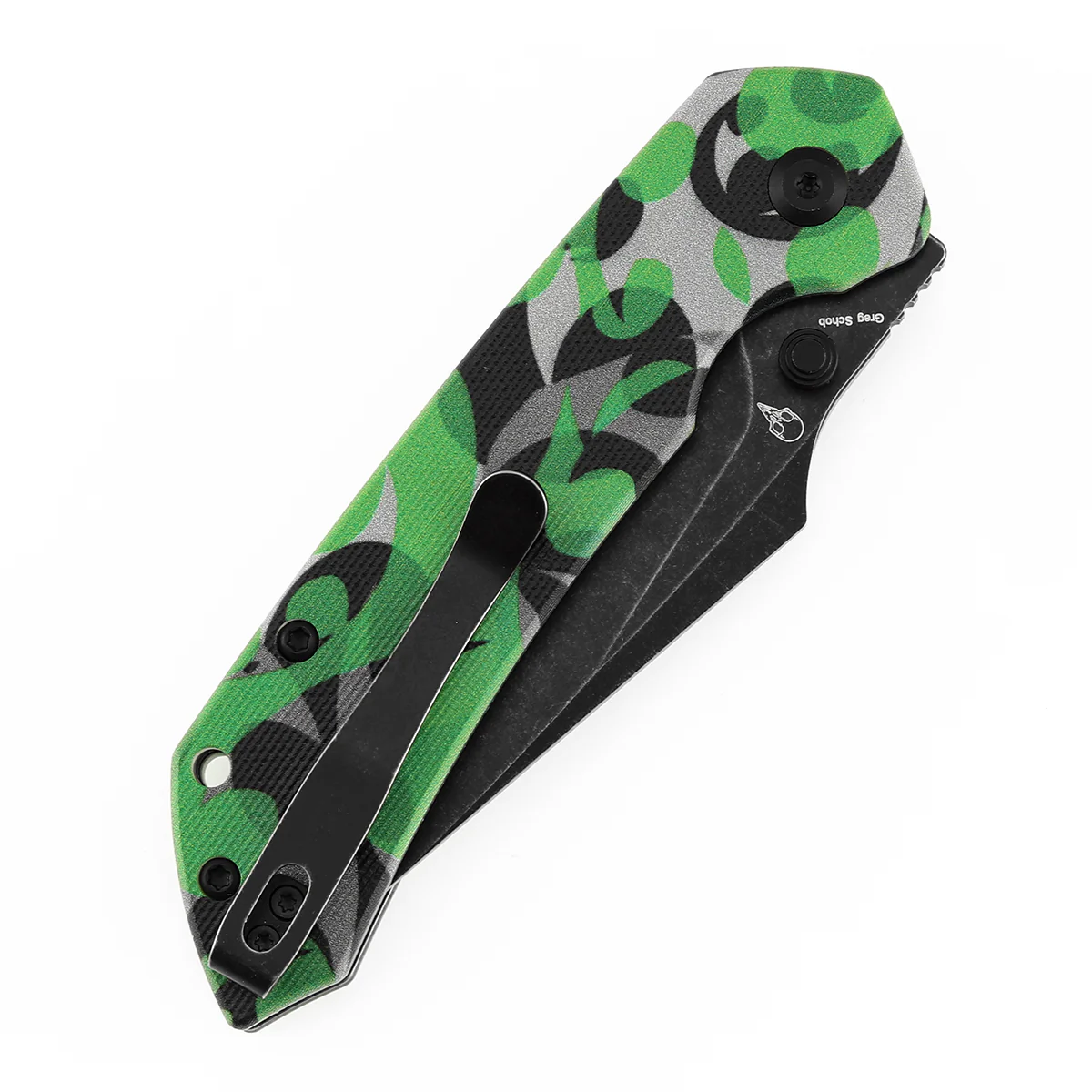 Tenable Fenrir Top Liner Lock Folding Knife| 3.4“ Blackwash D2 Blade | Jade G10 with Green Camouflage Pattern Handle | Sparrow Knife Design | B1034H13 - Image 7