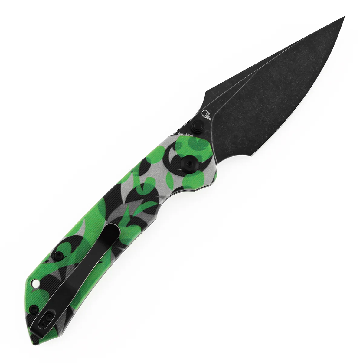 Tenable Fenrir Top Liner Lock Folding Knife| 3.4“ Blackwash D2 Blade | Jade G10 with Green Camouflage Pattern Handle | Sparrow Knife Design | B1034H13 - Image 8