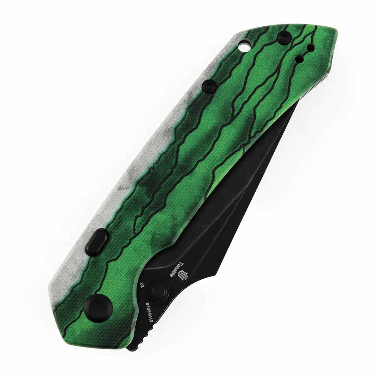 Tenable Fenrir Top Liner Lock Folding Knife| 3.4“ Blackwash D2 Blade | Jade G10 with Green Misty Mountain Inspired Pattern Handle | Sparrow Knife Design | B1034H12 - Image 6