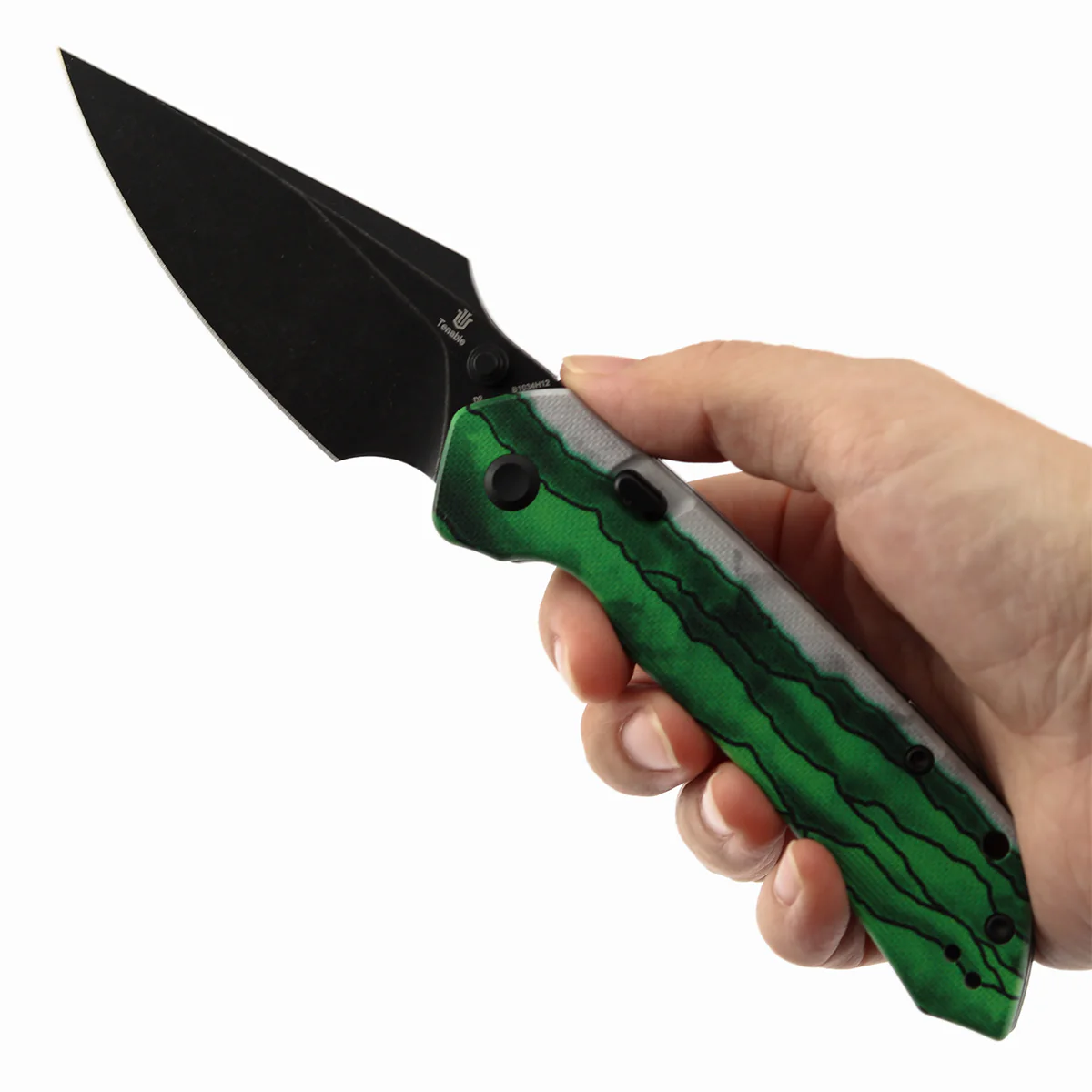Tenable Fenrir Top Liner Lock Folding Knife| 3.4“ Blackwash D2 Blade | Jade G10 with Green Misty Mountain Inspired Pattern Handle | Sparrow Knife Design | B1034H12 - Image 9