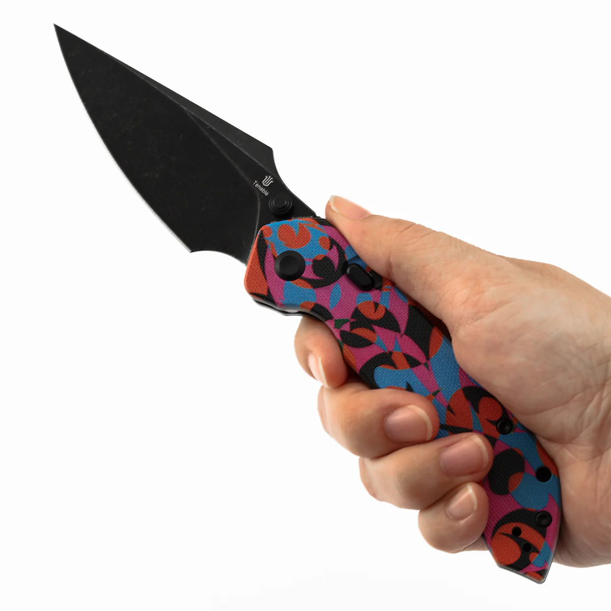 Tenable Fenrir Top Liner Lock Folding Knife| 3.4“ Blackwash D2 Blade | Jade G10 with Multicolor Camouflage Pattern Handle | Sparrow Knife Design | B1034H15 - Image 9
