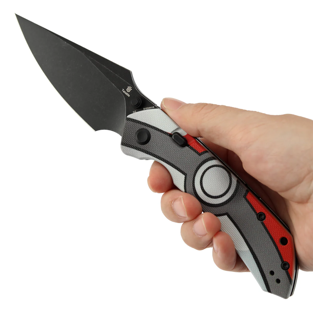 Tenable Fenrir Top Liner Lock Folding Knife| 3.4“ Blackwash D2 Blade | Jade G10 with Pocket Monster Inspired Pattern Handle | Sparrow Knife Design | B1034H16 - Image 9
