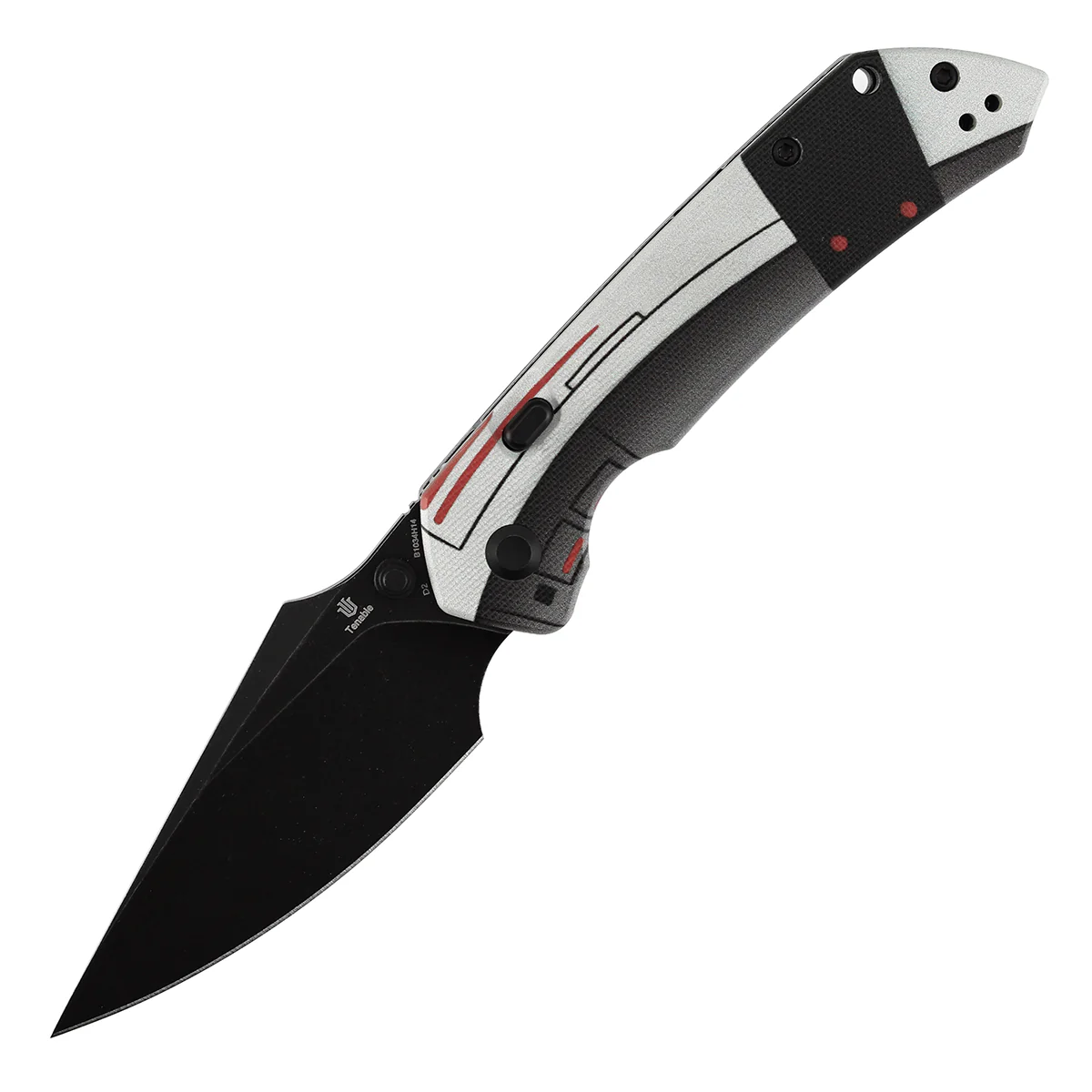 WMK Exclusive | Tenable Fenrir Top Liner Lock Folding Knife| 3.4" Blackwash D2 Blade | Jade G10 with Nostalgic Gaming Console Theme Handle | Sparrow Knife Design | B1034H14 - Image 2