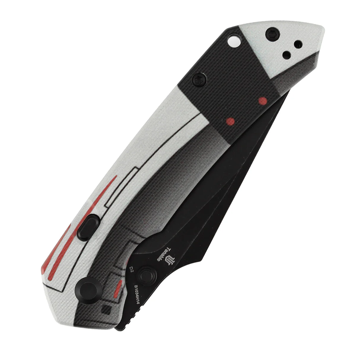 WMK Exclusive | Tenable Fenrir Top Liner Lock Folding Knife| 3.4" Blackwash D2 Blade | Jade G10 with Nostalgic Gaming Console Theme Handle | Sparrow Knife Design | B1034H14 - Image 6