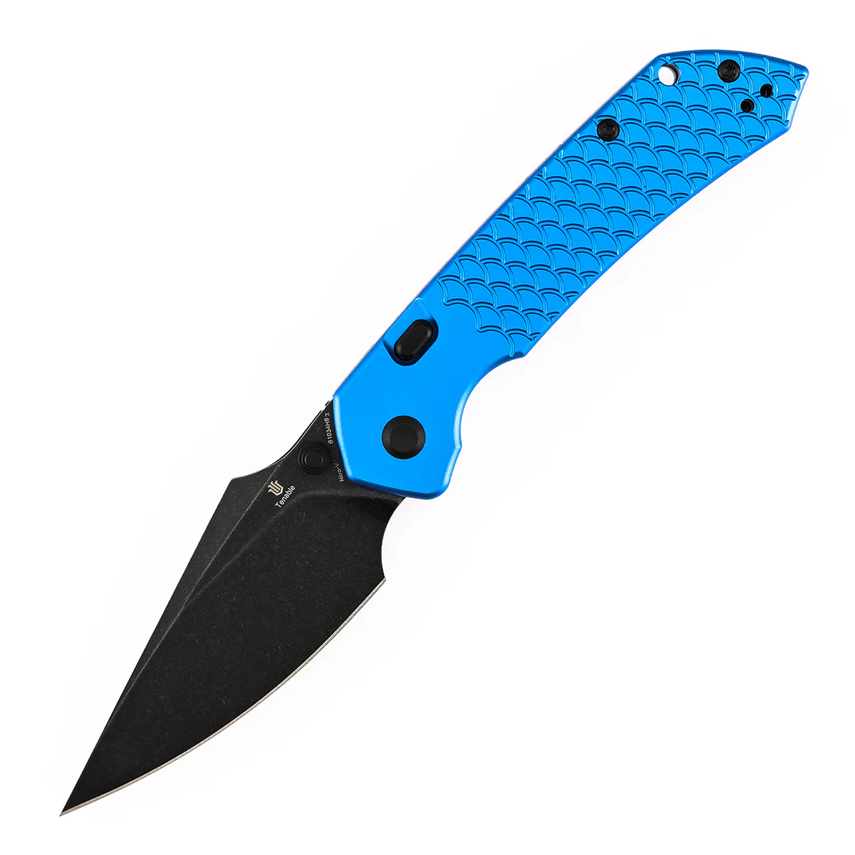 Tenable Fenrir Top Liner Lock Folding Knife| | 3.48“ Blackwash Nitro V Blade | Dark Blue Anodized Aluminum with Fishscale Texture Handle | Sparrow Knife Design | B1034H92 - Image 2