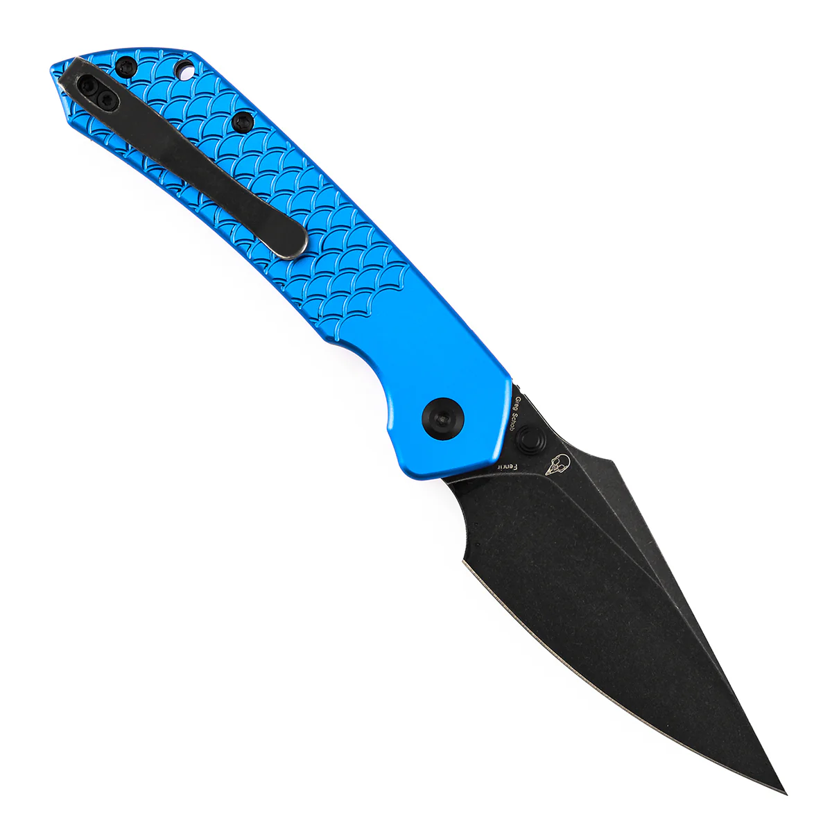 Tenable Fenrir Top Liner Lock Folding Knife| | 3.48“ Blackwash Nitro V Blade | Dark Blue Anodized Aluminum with Fishscale Texture Handle | Sparrow Knife Design | B1034H92 - Image 3