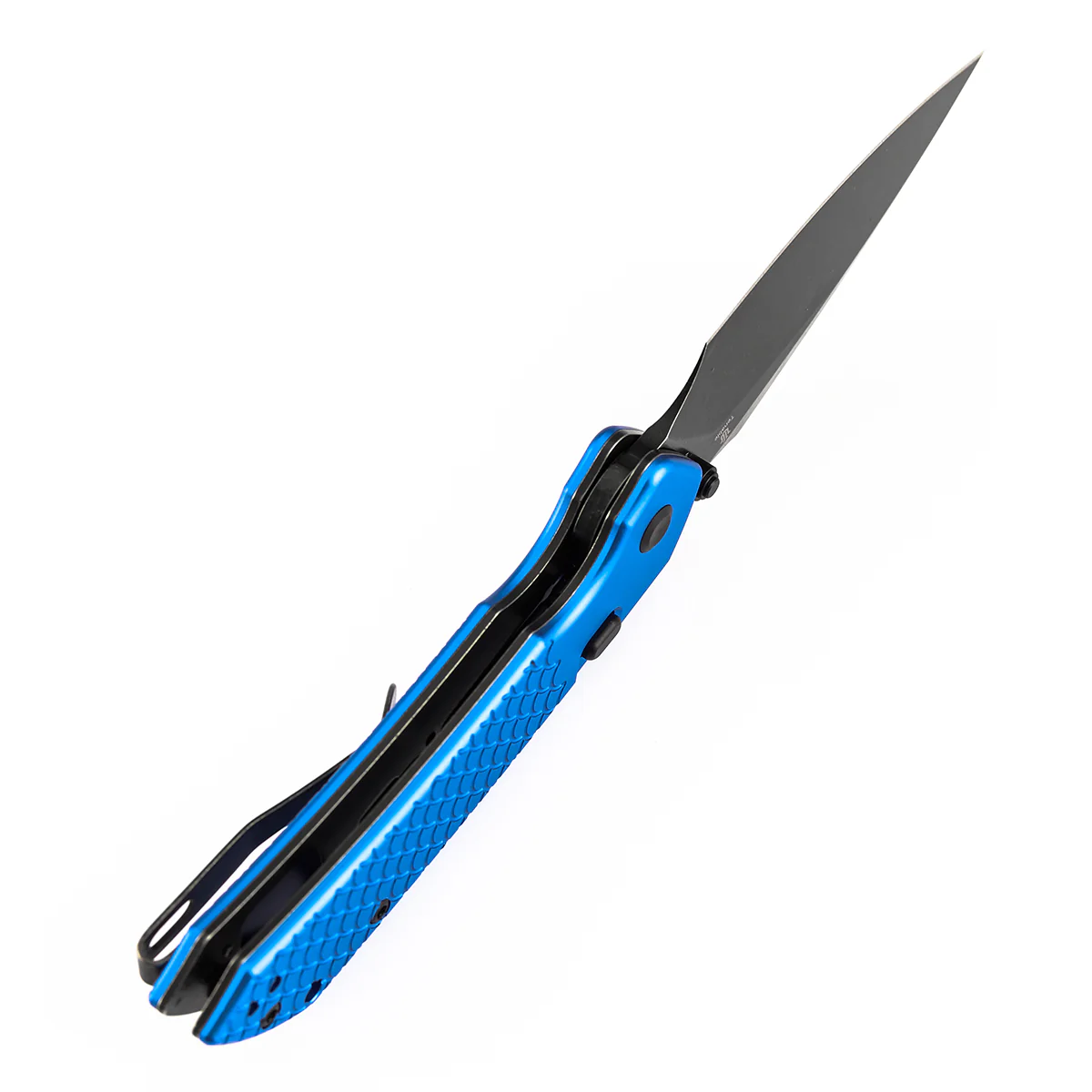 Tenable Fenrir Top Liner Lock Folding Knife| | 3.48“ Blackwash Nitro V Blade | Dark Blue Anodized Aluminum with Fishscale Texture Handle | Sparrow Knife Design | B1034H92 - Image 4