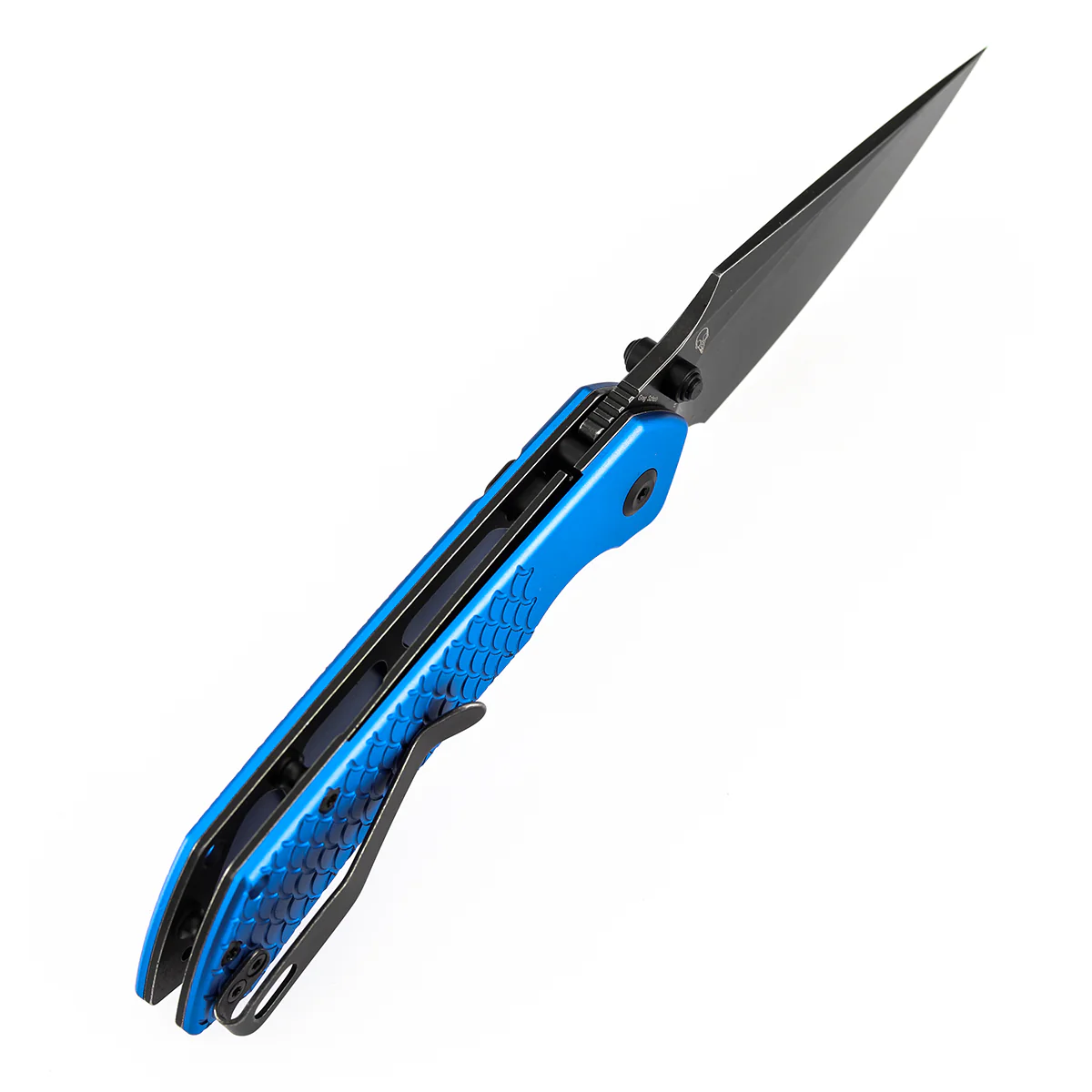 Tenable Fenrir Top Liner Lock Folding Knife| | 3.48“ Blackwash Nitro V Blade | Dark Blue Anodized Aluminum with Fishscale Texture Handle | Sparrow Knife Design | B1034H92 - Image 5