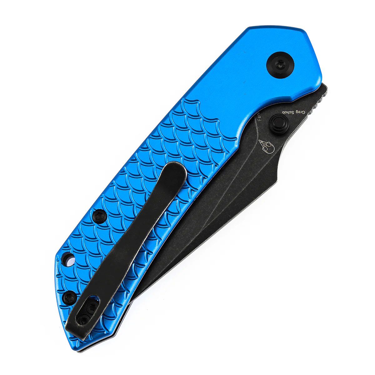 Tenable Fenrir Top Liner Lock Folding Knife| | 3.48“ Blackwash Nitro V Blade | Dark Blue Anodized Aluminum with Fishscale Texture Handle | Sparrow Knife Design | B1034H92 - Image 7