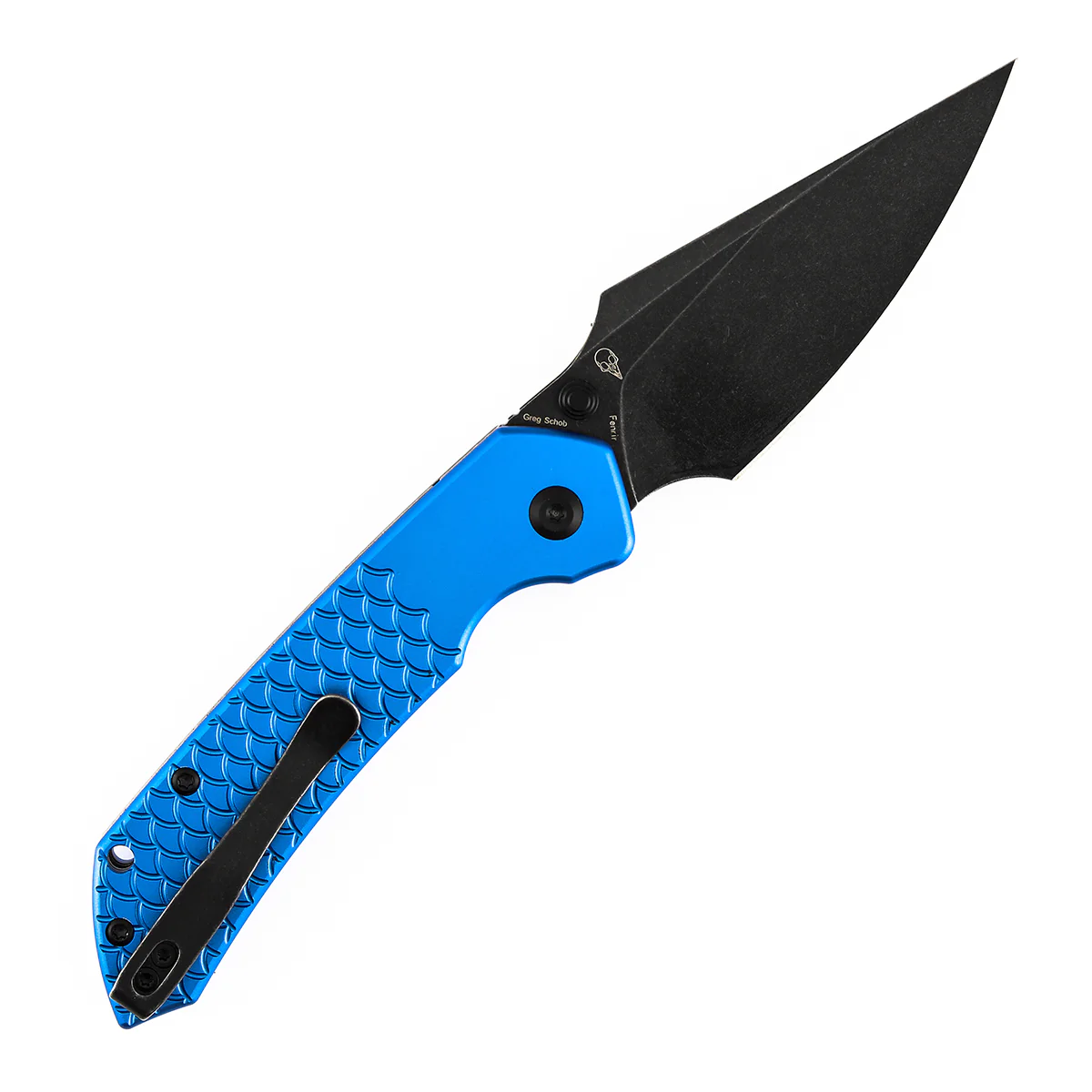 Tenable Fenrir Top Liner Lock Folding Knife| | 3.48“ Blackwash Nitro V Blade | Dark Blue Anodized Aluminum with Fishscale Texture Handle | Sparrow Knife Design | B1034H92 - Image 8