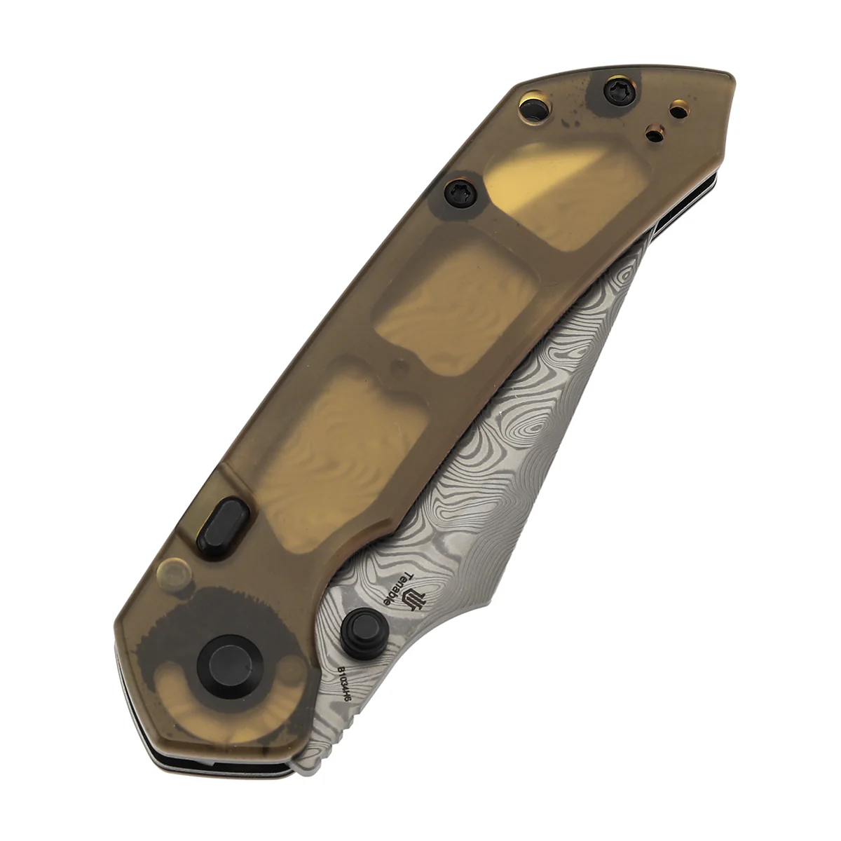 Available on TikTok -Tenable Fenrir Top Liner Lock Folding Knife| Amber PEI Handle | 3.4“ Damacus Blade | Sparrow Knife Design | B1034H6 - Image 6