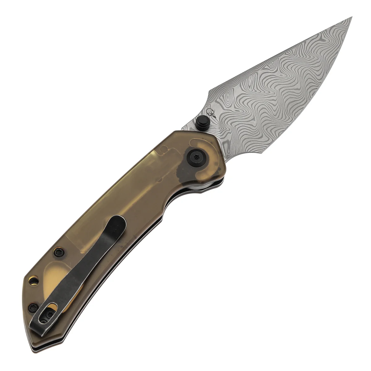 Available on TikTok -Tenable Fenrir Top Liner Lock Folding Knife| Amber PEI Handle | 3.4“ Damacus Blade | Sparrow Knife Design | B1034H6 - Image 8