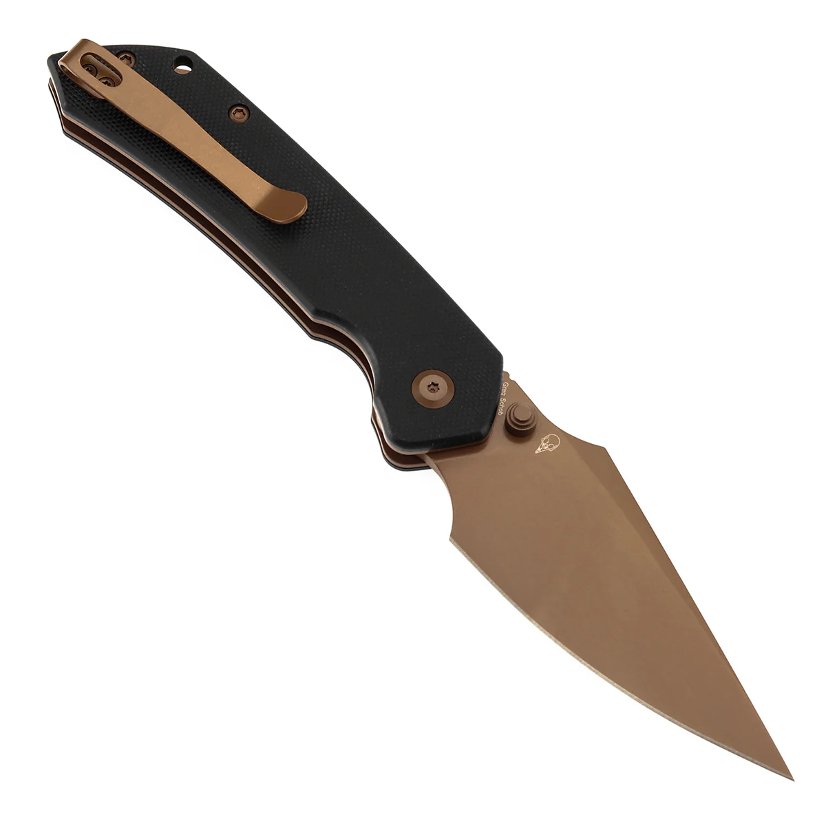 Available on TikTok - Tenable Fenrir Top Liner Lock Folding Knife| Black G10 Handle | 3.48“ Rose Gold Coated Nitro-V Blade | Sparrow Knife Design | B1034H3 - Image 3