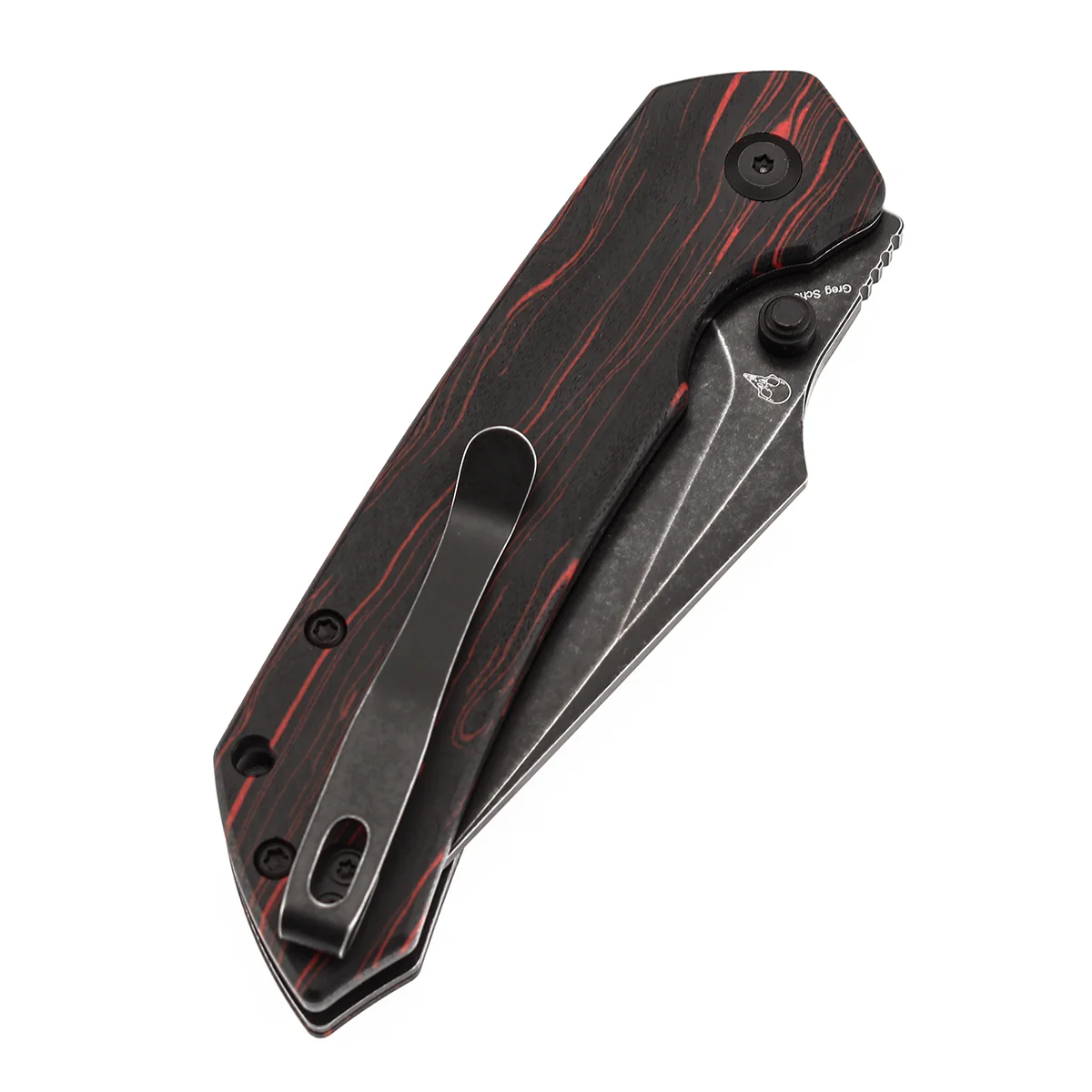 Tenable Fenrir Top Liner Lock Folding Knife| Black & Red G-mascus Handle | 3.48“ Blackwashed Nitro-V Blade | Sparrow Knife Design | B1034H2 - Image 7