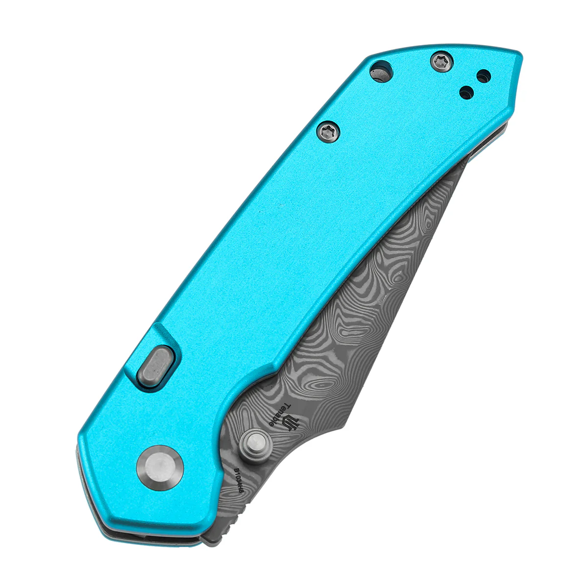 Tenable Fenrir Top Liner Lock Folding Knife| 3.4“ Damascus Blade | Blue Aluminum Handle | Sparrow Knife Design | B1034H8 - Image 6