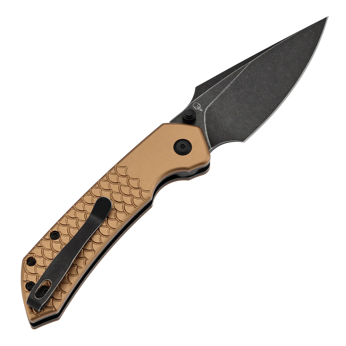 Tenable Fenrir Top Liner Lock Folding Knife| 3.4“ Blackwashed Nitro-V Blade | Bronze Aluminum with Fishscale Texture Handle | Sparrow Knife Design | B1034H11 - Image 8