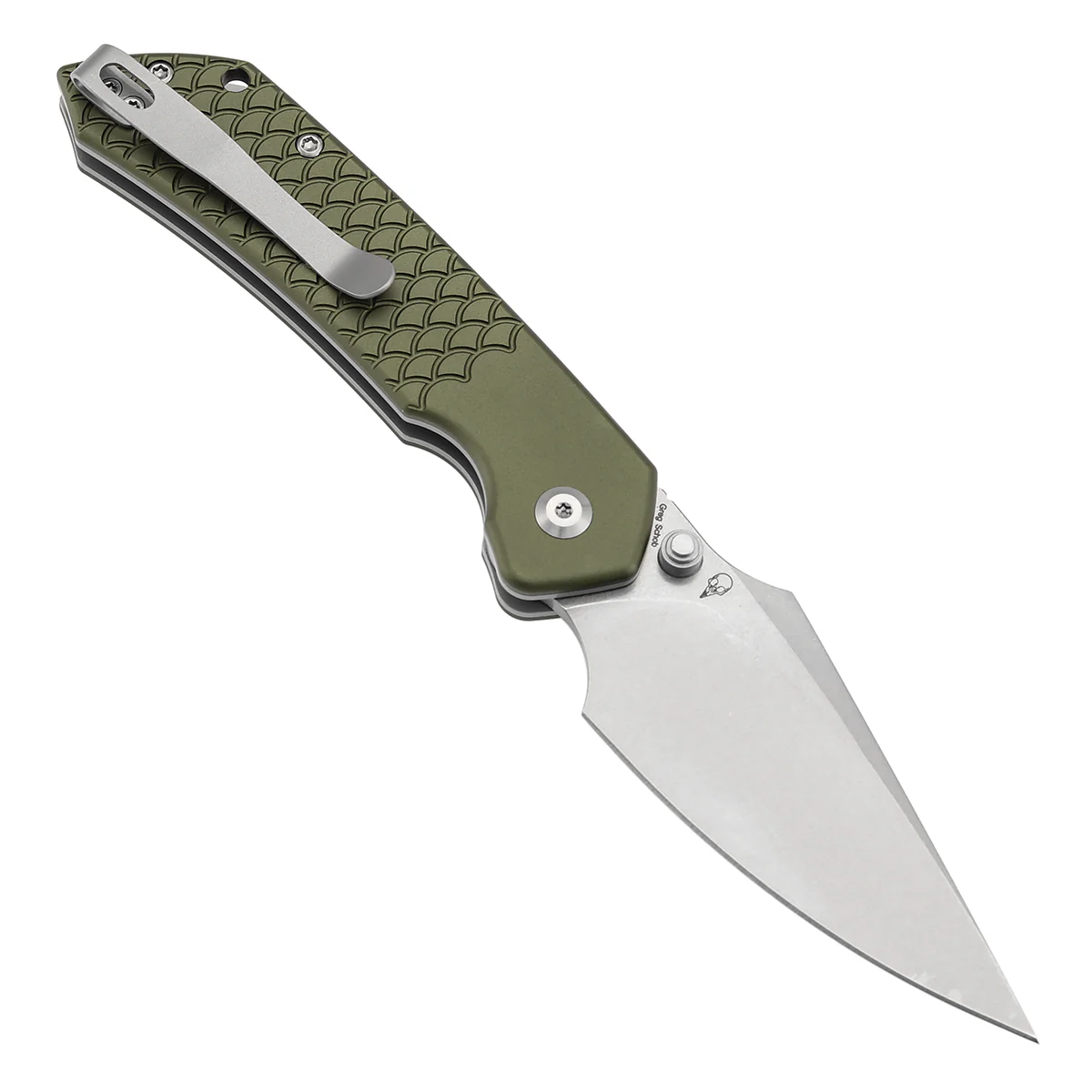 Tenable Fenrir Top Liner Lock Folding Knife| 3.4“ Stonewashed Nitro-V Blade | Green Anodized Aluminum with Fishscale Texture Handle | Sparrow Knife Design | B1034H7 - Image 3