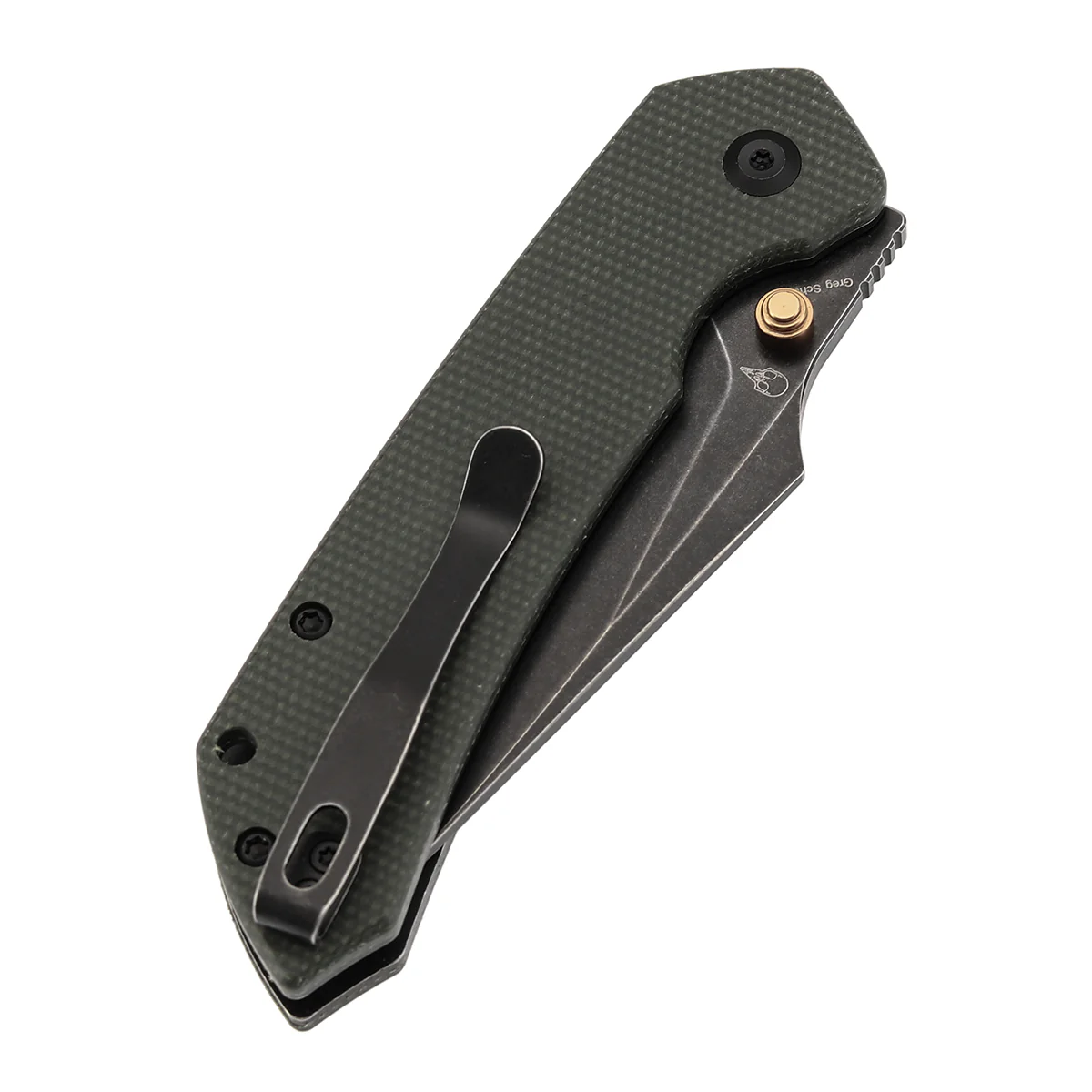 Tenable Fenrir Top Liner Lock Folding Knife| Green Micarta Handle | 3.48“ Blackwashed Nitro-V Blade | Sparrow Knife Design | B1034H4 - Image 7