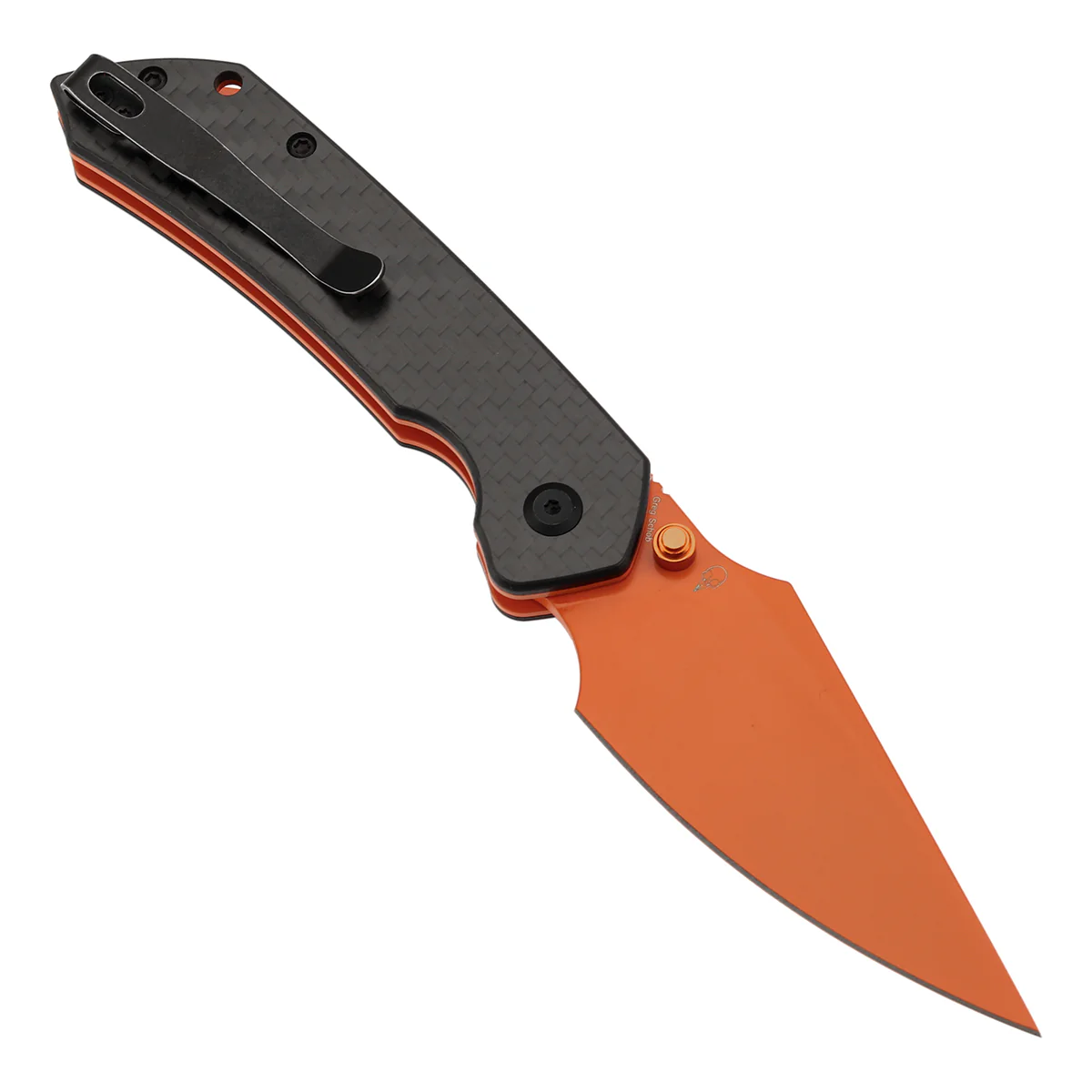 Tenable Fenrir Top Liner Lock Folding Knife|  Twill Carbon Fiber Handle | 3.48“  Orange Coated Nitro V Blade | Sparrow Knife Design | B1034H5 - Image 3