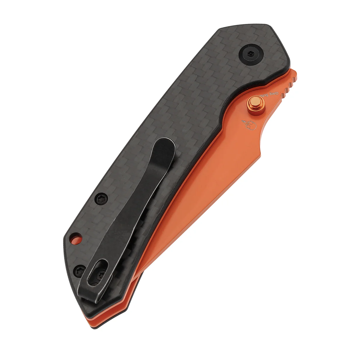 Tenable Fenrir Top Liner Lock Folding Knife|  Twill Carbon Fiber Handle | 3.48“  Orange Coated Nitro V Blade | Sparrow Knife Design | B1034H5 - Image 7