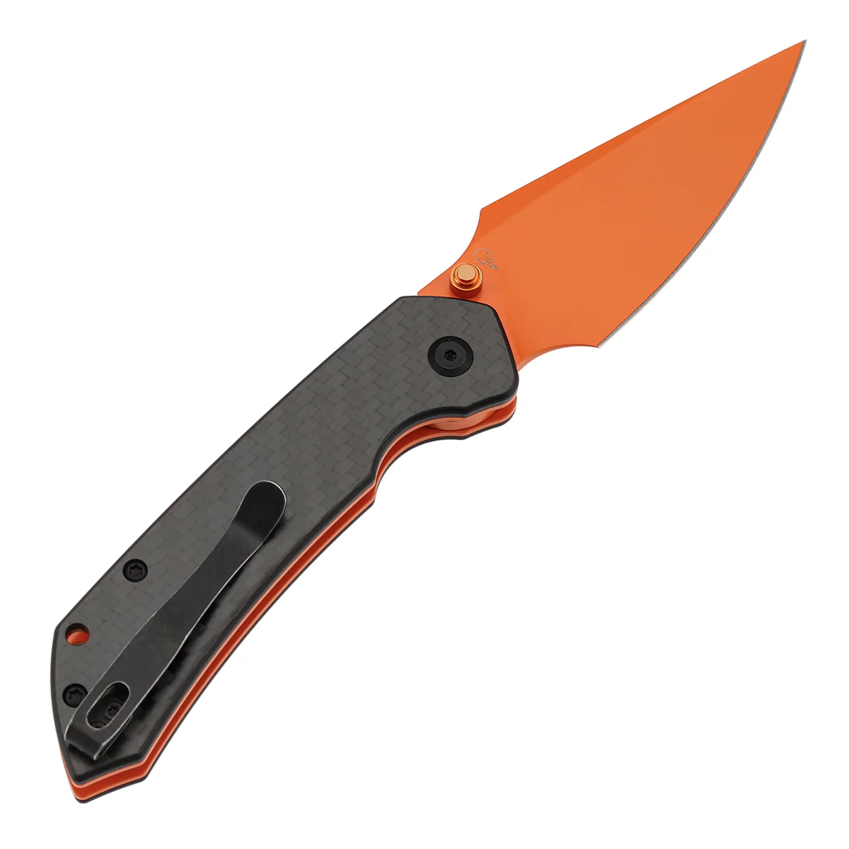 Tenable Fenrir Top Liner Lock Folding Knife|  Twill Carbon Fiber Handle | 3.48“  Orange Coated Nitro V Blade | Sparrow Knife Design | B1034H5 - Image 8