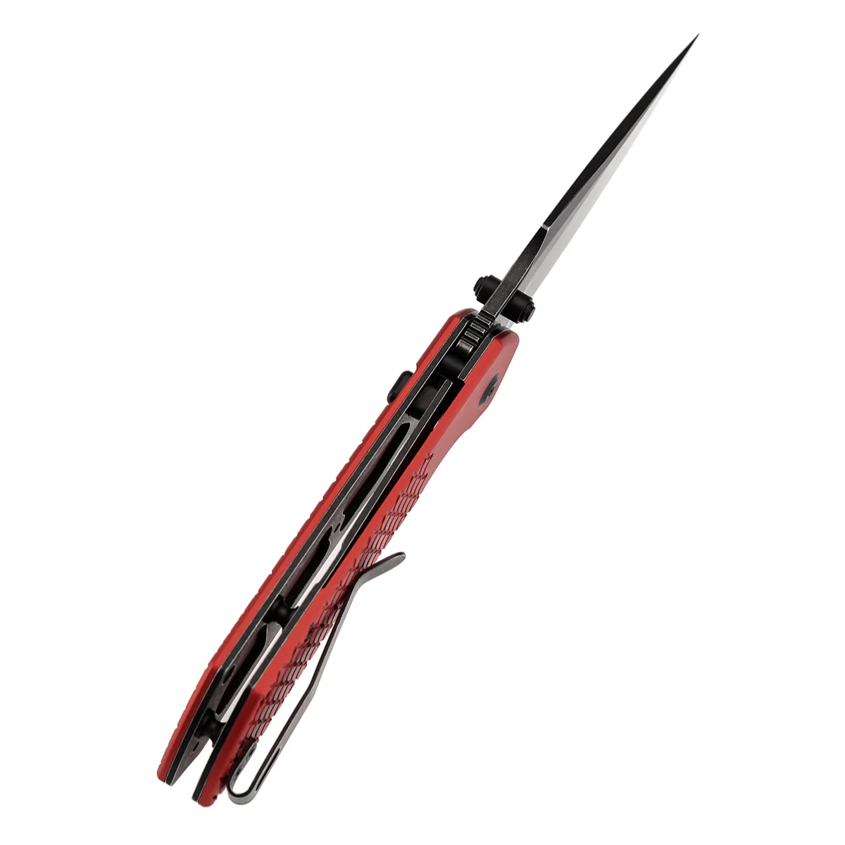 Tenable Fenrir | Top Liner Lock Folding Knife | 3.4“ Blackwashed Nitro-V Blade | Red Anodized Aluminum with Fishscale Texture Handle | Sparrow Knife Design | B1034H10 - Image 5