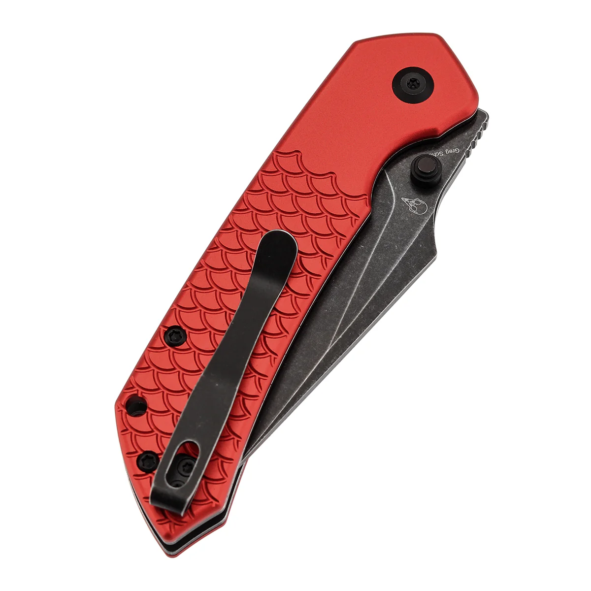 Tenable Fenrir | Top Liner Lock Folding Knife | 3.4“ Blackwashed Nitro-V Blade | Red Anodized Aluminum with Fishscale Texture Handle | Sparrow Knife Design | B1034H10 - Image 7