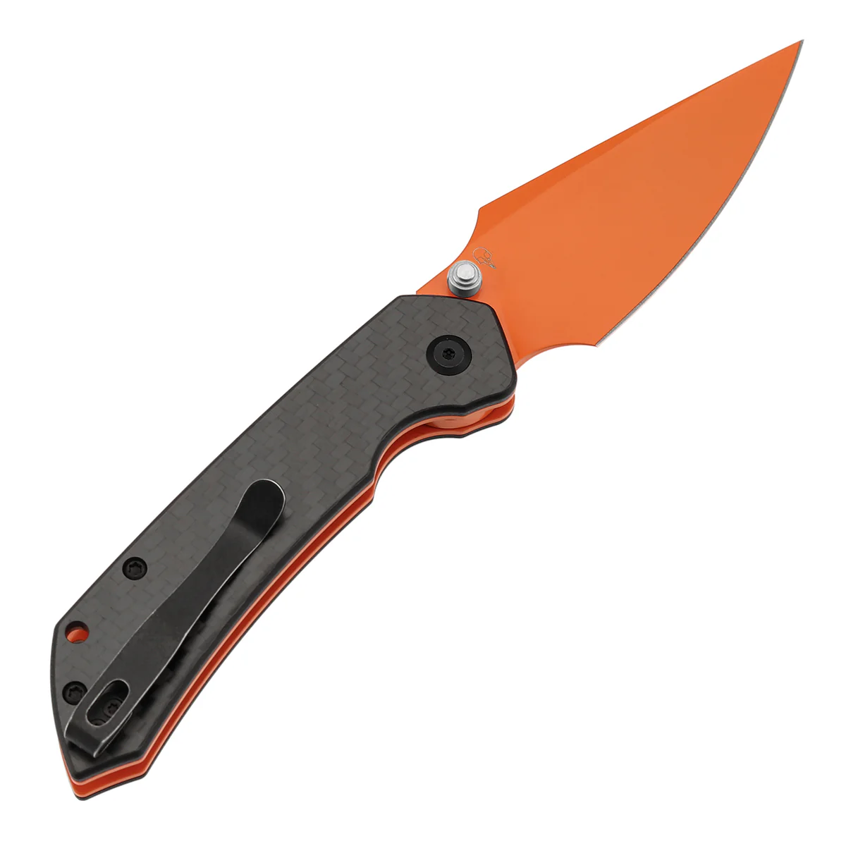 Tenable Fenrir Top Liner Lock Folding Knife| Twill Carbon Fiber Handle | 3.48“ Orange Coated Nitro V Blade | Sparrow Knife Design | B1034H5 (Stainless Steel Thumb Stud) - Image 8