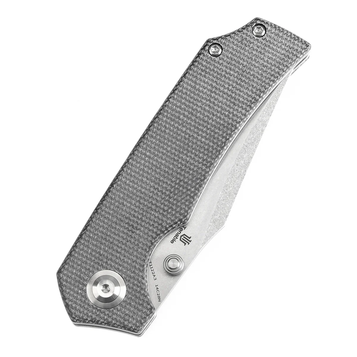 Tenable Fermi Folding Knife Black Micarta Handle (3.11'' Stonewashed 14C28N Blade) Burchtree Designs-T1122A3 - Image 6