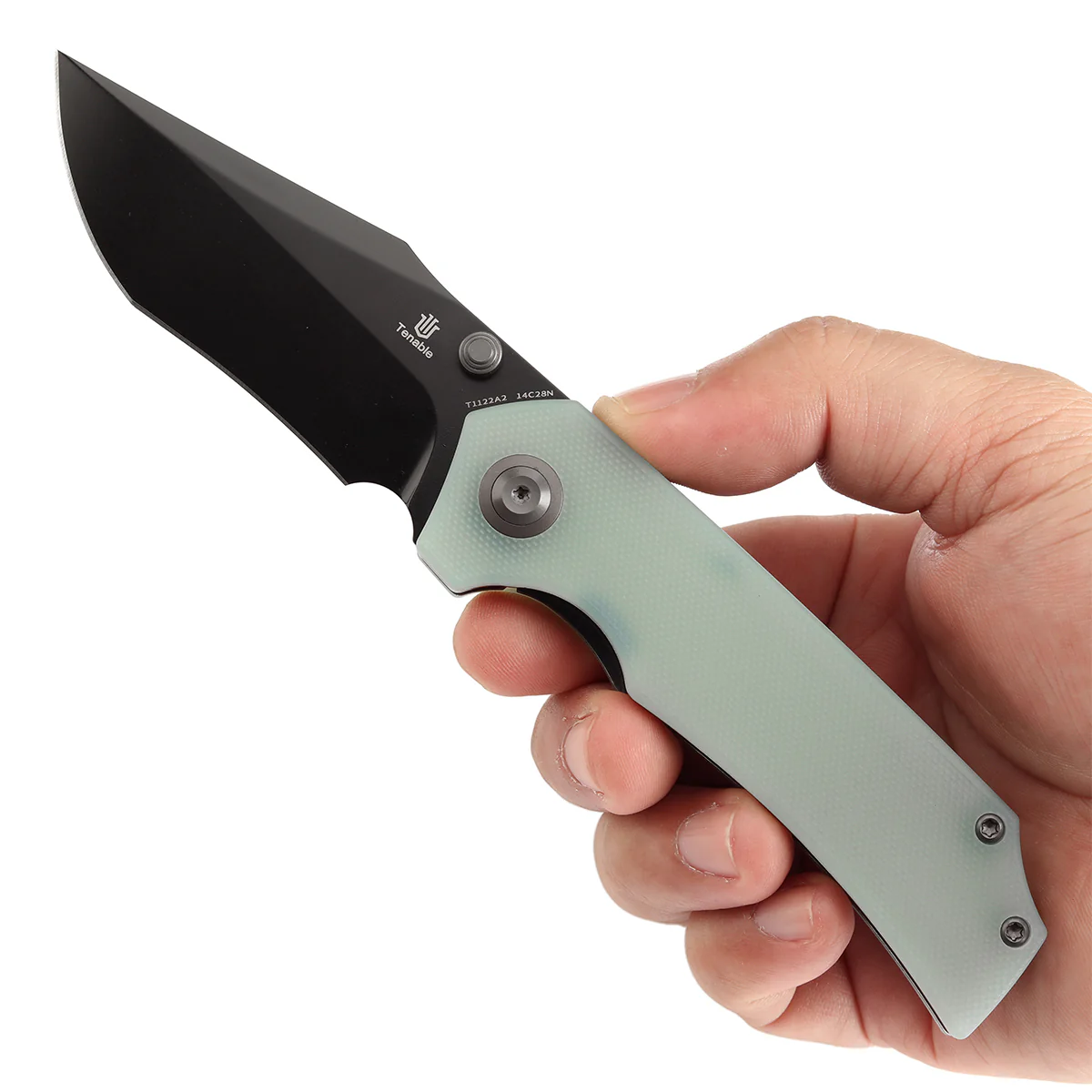Tenable Fermi Folding Knife Jade  G10 Handle (3.11'' Black TiCn Coated 14C28N Blade) Burchtree Designs-T1122A2 - Image 9
