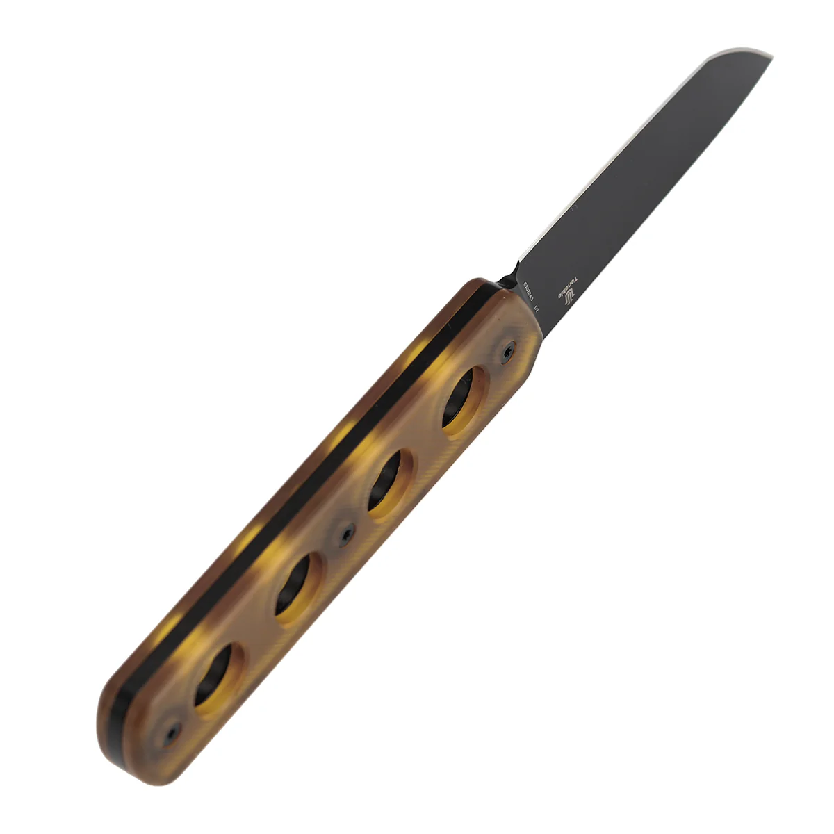 Tenable Foosa Fixed Blade Knife - 3.06'' Blackwash D2 Blade | Amber PEI Handle | Rolf Helbig - G2020A3 - Image 4