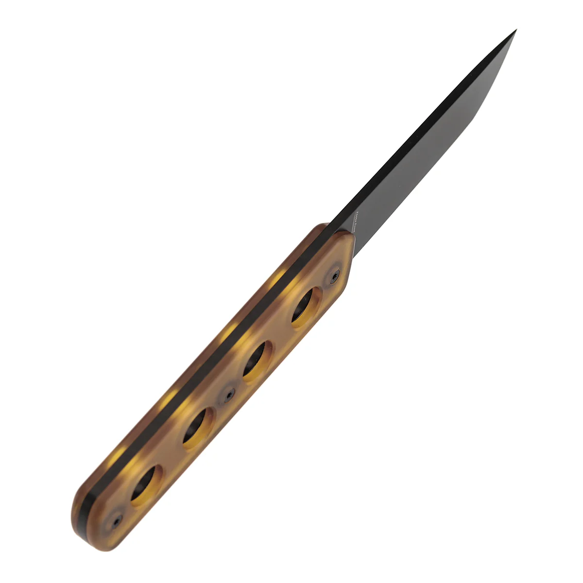 Tenable Foosa Fixed Blade Knife - 3.06'' Blackwash D2 Blade | Amber PEI Handle | Rolf Helbig - G2020A3 - Image 5