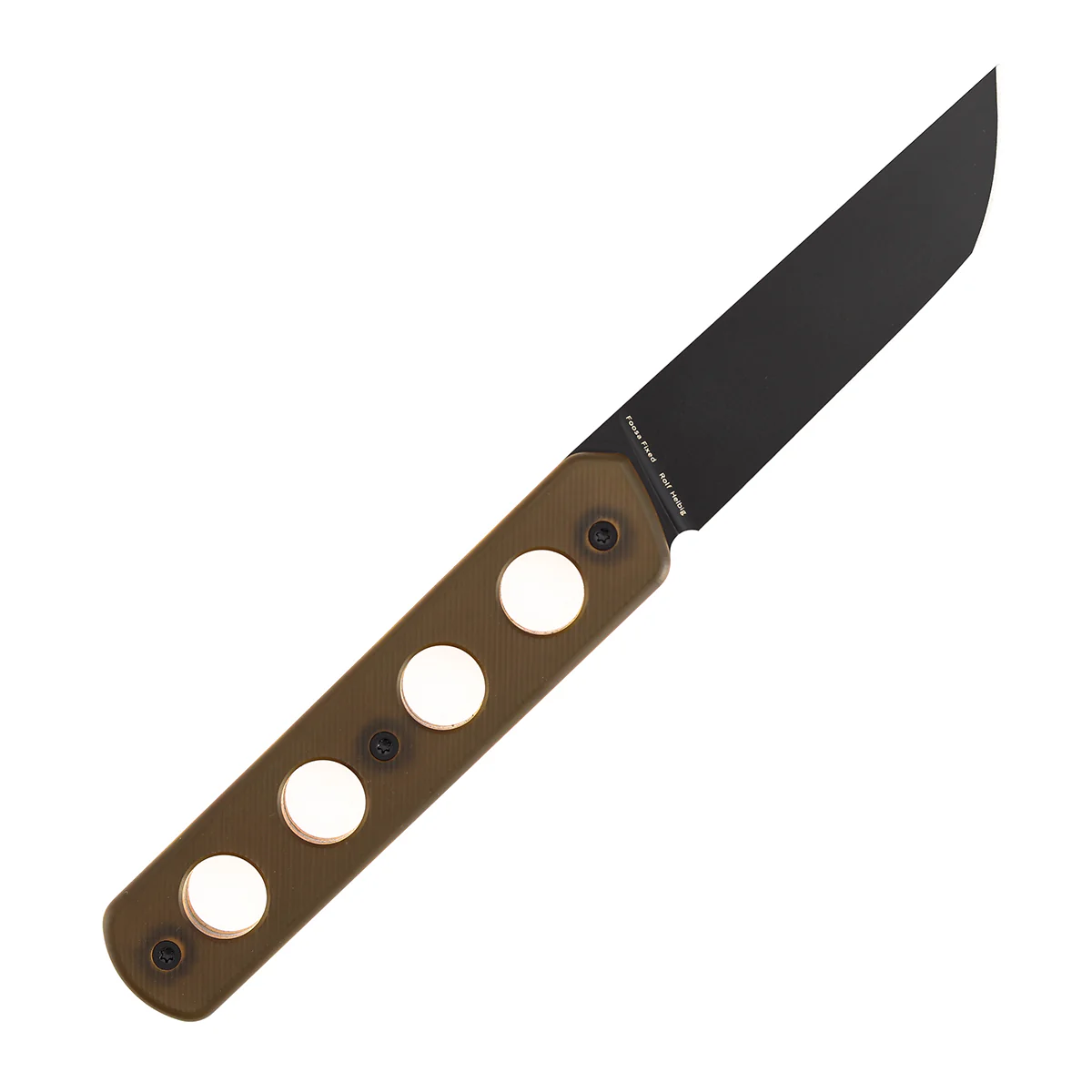 Tenable Foosa Fixed Blade Knife - 3.06'' Blackwash D2 Blade | Amber PEI Handle | Rolf Helbig - G2020A3 - Image 6