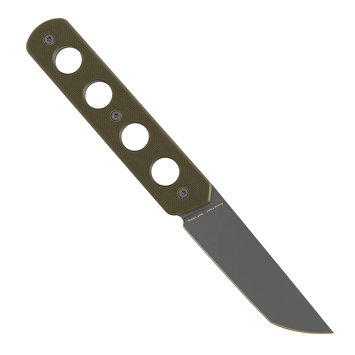 Tenable Foosa Fixed Blade Knife - 3.06'' Gray TiCn Coated D2 Blade | Olive Green G10 Handle | Rolf Helbig Design - G2020A4 - Image 3