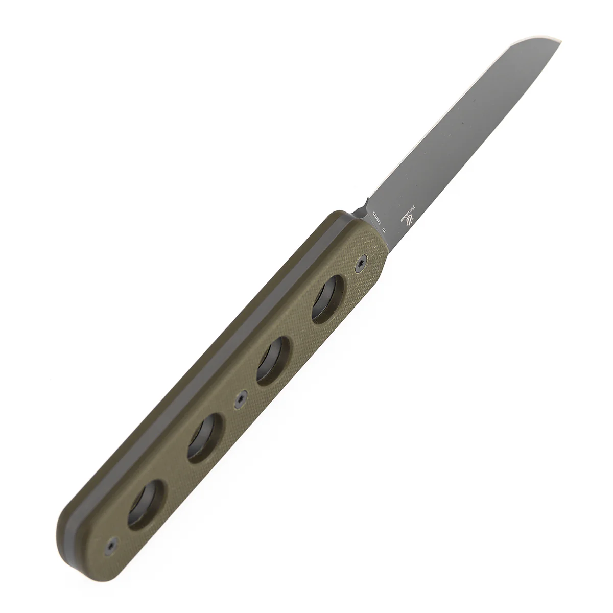 Tenable Foosa Fixed Blade Knife - 3.06'' Gray TiCn Coated D2 Blade | Olive Green G10 Handle | Rolf Helbig Design - G2020A4 - Image 4