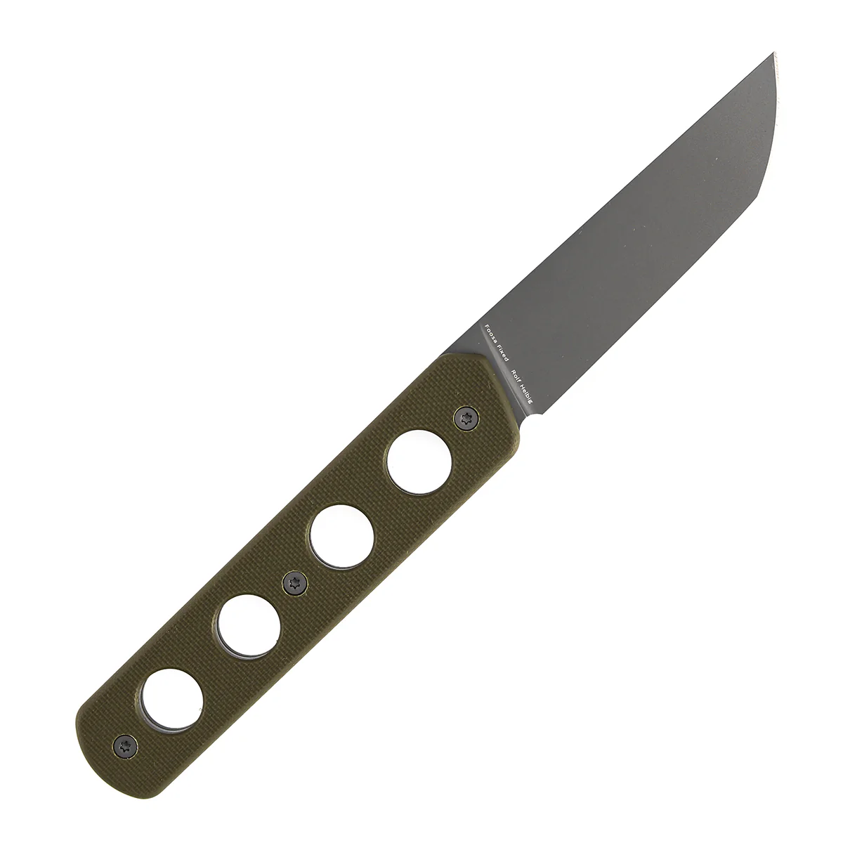 Tenable Foosa Fixed Blade Knife - 3.06'' Gray TiCn Coated D2 Blade | Olive Green G10 Handle | Rolf Helbig Design - G2020A4 - Image 6