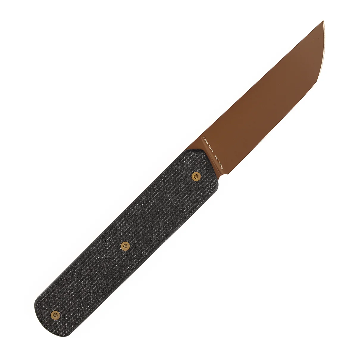 Tenable Foosa Fixed Blade Knife - 3.06'' Rose Gold D2 Blade | Black Micarta Handle | Rolf Helbig - G2020A1 - Image 6