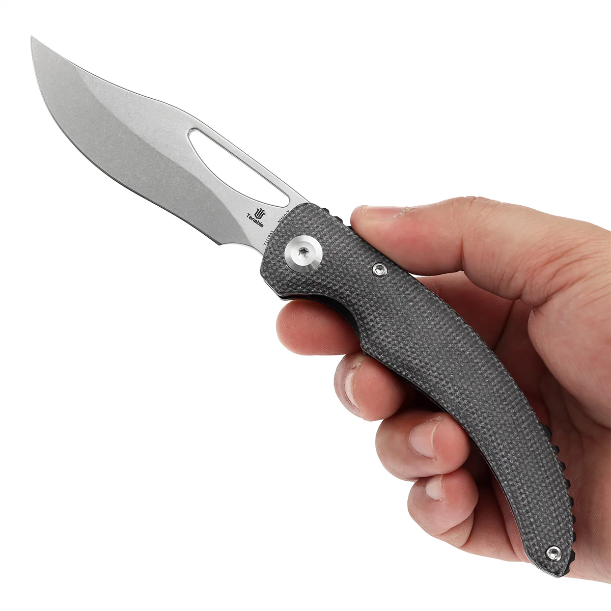 Tenable Gideon Folding Knife – 3.5" Stonewashed Nitro-V Blade – Black Micarta Handle – Dead Sober Design - T1119A1 - Image 9