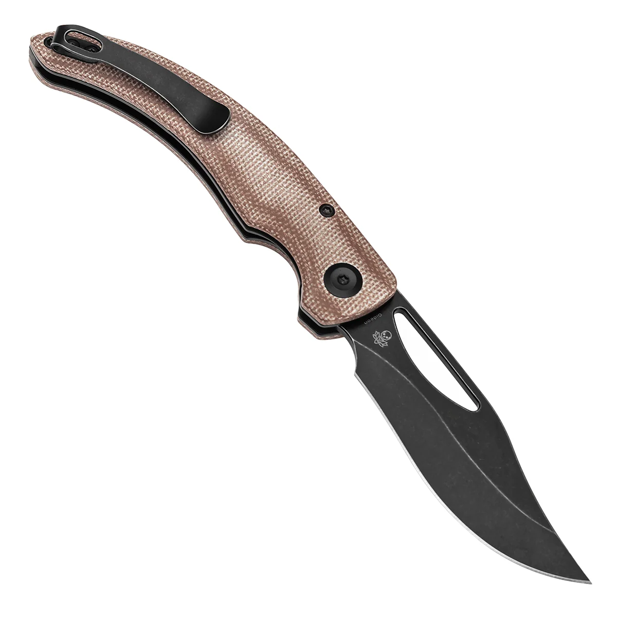 Tenable Gideon Folding Knife - 3.5'' Blackwash Nitro-V Point Blade - Brown Micarta Handle - Dead Sober Design - T1119A2 - Image 3