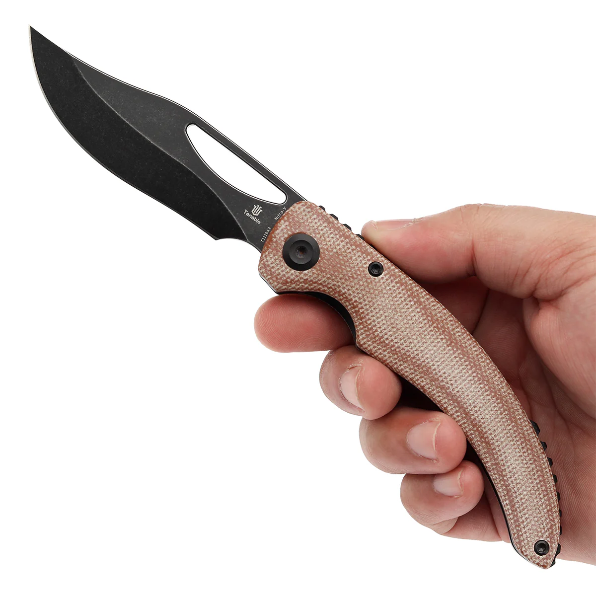 Tenable Gideon Folding Knife - 3.5'' Blackwash Nitro-V Point Blade - Brown Micarta Handle - Dead Sober Design - T1119A2 - Image 9