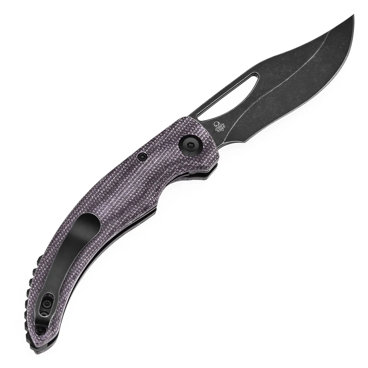 Tenable Gideon Folding Knife - 3.5'' Blackwash Nitro V Blade - Purple Micarta Handle - Dead Sober Design - T1119A4 - Image 8