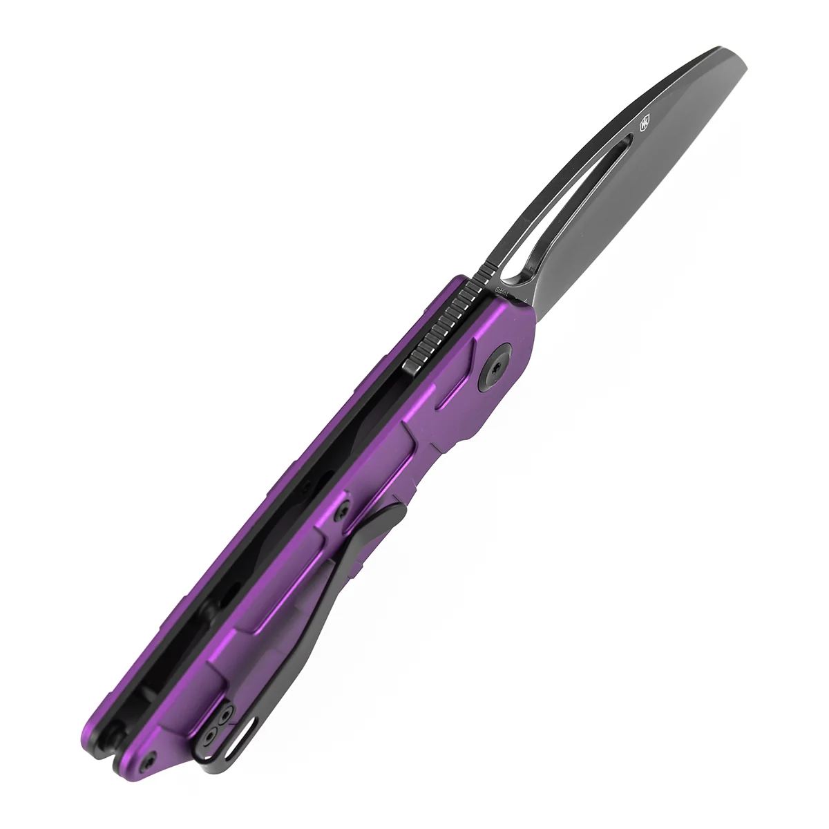 Tenable Goblin L Folding Knife | 3.08" Blackwash 14C28N Blade | Purple Anodized Aluminum with Amphibian-inspired Geometric Texture Handle | Marshall Noble Design | B3016A3 - Image 5
