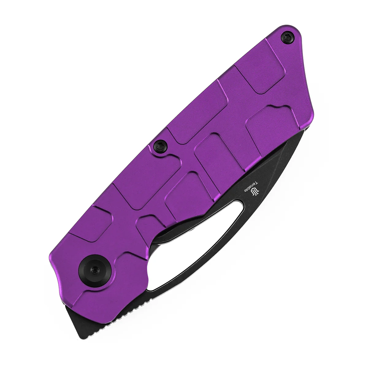 Tenable Goblin L Folding Knife | 3.08" Blackwash 14C28N Blade | Purple Anodized Aluminum with Amphibian-inspired Geometric Texture Handle | Marshall Noble Design | B3016A3 - Image 6